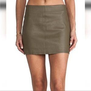 Alice + Olivia Olive Green Leather Skirt